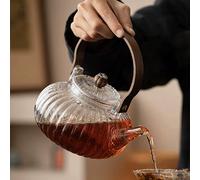 Théière en verre transparent, convenant pour la cuisinière, la préparation de thé, un cadeau de service à thé, fabriquée en verre borosilicaté transparent de haute qualité, convenant pour un usage dom