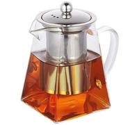 Théière en verre transparent, théière carrée de 550 ml avec infuseur, infuseur de thé résistant à la chaleur avec couvercle et poignée, facile pour la feuille lâche, coffre-fort, verre, théiè