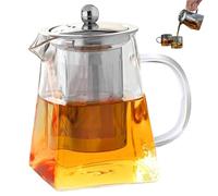 Théière en verre transparent, théière carrée de 550 ml avec infuseur, théière d'infuseur de thé résistant à la chaleur avec couvercle et poignée, théière facile pour le thé en feuilles, coque