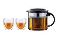 Théière filtre - BODUM - BISTRO SET - 1.0 l en plastique + 2 gobelets double paroi 0.25 l