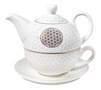 Théière verte solo en porcelaine Fleur de Vie