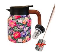 Théière Florale Vintage avec Infuseur Intégré, Théière Isotherme, Cafetière Isotherme, Bouilloire en Acier Inoxydable 316 pour Thé en Vrac, Boissons Chaudes avec Filtre et Brosse(1000ML-Color 5)