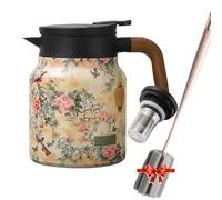 Théière Florale Vintage avec Infuseur Intégré, Théière Isotherme, Cafetière Isotherme, Bouilloire en Acier Inoxydable 316 pour Thé en Vrac, Boissons Chaudes avec Filtre et Brosse(1000ML-Color 3)