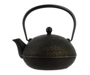 Théière fonte seigaiha noir-doré 900 ml