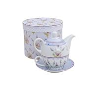 Théière avec motif lavande pour une personne - Théière, tasse et soucoupe - En porcelaine - Avec coffret cadeau - Théière, tasse et soucoupe design pour thé - Tea for one