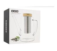 OGO LIVING - Théière en verre 1,2L - 7912099 - Idéal pour le thé et la tisane - théière en verre borosilicate et couvercle en bois d'acacia
