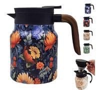 Théière Infinie, Théière Vintage À Motif Floral, Thermos À Thé avec Infuseur Intégré, Théière À Motif Floral de 800 Ml, Carafe Isotherme en Acier Inoxydable pour Boissons Chaudes B 1000ml