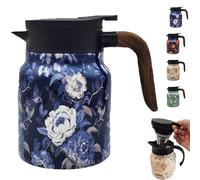 Théière Infinie, Théière Vintage À Motif Floral, Thermos À Thé avec Infuseur Intégré, Théière À Motif Floral de 800 Ml, Carafe Isotherme en Acier Inoxydable pour Boissons Chaudes A 1000ml