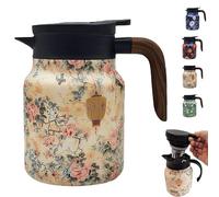 Théière Infinie, Théière Vintage À Motif Floral, Thermos À Thé avec Infuseur Intégré, Théière À Motif Floral de 800 Ml, Carafe Isotherme en Acier Inoxydable pour Boissons Chaudes C 1000ml