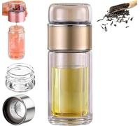 Théière intelligente 3 en 1, bouteille en verre à double paroi, infuseur à thé en vrac portable, filtre intégré, conception d'infuseur à couvercle rabattable, adaptée aux thés parfumés et en vrac