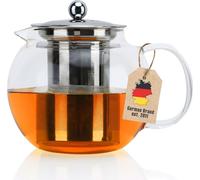 Théière Intirilife avec filtre en KLAR - 800ml Verseuse en verre borosilicaté avec tamis résistant à la chaleur convient pour les boissons chaudes et froides, le thé, le café, l'eau, etc.