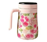 Théière isolée, carafe à café, carafe en acier inoxydable à motif floral de 550 ml, pichet à eau chaude, cafetière, carafe à café sous vide avec infuseur amovible pour la maison