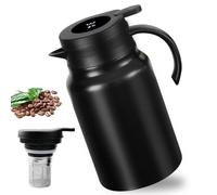 ThéIère Isotherme avec Passoire à Thé, 1,5 L Carafe à Café Isotherme en Acier Inoxydable, Thermos Café avec Affichage de la Température, Double Couche Bouteille Isotherme pour Thé Café