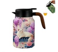 Théière isotherme en acier inoxydable avec infuseur, bouilloire à thé thermique à un bouton, filtre amovible, affichage intelligent de la température, motif floral de style chinois pour la maison, le