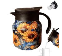 Théière Isotherme En Acier Inoxydable - Carafe À Café 800 Ml, Bouilloire Isotherme, Théière Décorative À Motif Floral, therms À Double Paroi | Portable Avec Couvercle Anti-fuite, Récipient Pratique P