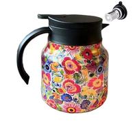 Théière Isotherme En Acier Inoxydable - Carafe À Café 800 Ml, Bouilloire Isotherme, Théière Décorative À Motif Floral, therms À Double Paroi | Portable Avec Couvercle Anti-fuite, Récipient Pratique P