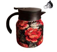 Théière Isotherme En Acier Inoxydable - Carafe À Café 800 Ml, Bouilloire Isotherme, Théière Décorative À Motif Floral, therms À Double Paroi | Portable Avec Couvercle Anti-fuite, Récipient Pratique P