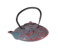 lachineuse - Théière Japonaise en Fonte - Carpes Koï - Avec Filtre Infuseur - Capacité 0,8L - Décoration Japonaise Asiatique - Théière Traditionnelle Nipponne - Service du Thé - Coloris Gris & Rouge
