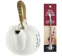 Théière Jiangxi en faïence 1 litre + paille inox avec filtre Multicolore G