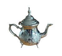 Théière Marocaine en laiton Maillechort Argenté - 350 ml Gravée à la Main, Design Classique de Fès - haute qualité artisanal