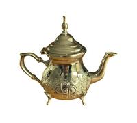 Théière Marocaine en laiton Maillechort Doré - 350 ml Gravée à la Main, Design Classique de Fès - haute qualité artisanal