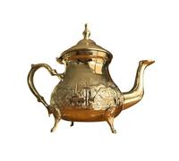 Théière Marocaine Extra Grande en laiton Maillechort Doré - 800 ml Gravée à la Main, Design Classique de Fès - haute qualité