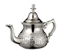 Théière marocaine Maillechort en argent avec 6 verres gravés à la main 800 ml