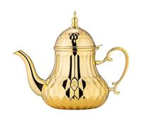 Théière marocaine traditionnelle de style marocain en acier inoxydable - 1,4 l - Style religieux - Doré