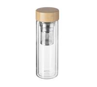 Théière nomade Double Paroi en Verre et Bambou - Secret de Gourmet - H 23 cm - contenance 40 cl