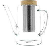 OGO LIVING - Théière en verre 1,2L - 7912099 - Idéal pour le thé et la tisane - théière en verre borosilicate et couvercle en bois d'acacia