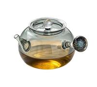 Théière passoire en verre, ensemble de théière, transparente avec couvercle, à thé for vrac, for cuire la vapeur et préparer divers thés(Grey)