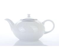 Théière, porcelaine, Opale, 1,20 l, dentelle blanche, bord gris, Thun 1794