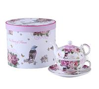 London Boutique Théière pour Une Tasse de théière Vintage en Porcelaine Motif Floral Rose Lavande Boîte Cadeau (Papillon)