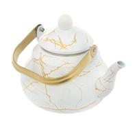 Théière rétro de 2 l - Bouilloire émaillée vintage - Pour cuisinière à induction, cuisinière à gaz, cuisine, salon, salle à manger, cafés, bureaux - Blanc