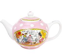 Théière ronde en céramique 1,5L - design à pois colorés Blond Amsterdam Stip - service à thé décoratif - cadeau original et convivial