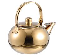 Théière sifflante en acier inoxydable - Théière sifflante en métal - Théière sifflante en métal pour la maison - Théière en acier inoxydable doré de 1,5 l (doré 20 cm)