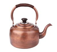 Théière sifflante vintage en cuivre avec poignée froide en laiton pour cuisinière à induction et à gaz