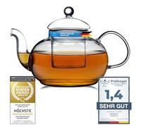 Théière soufflée à la bouche avec filtre à thé et passoire à thé Pichet avec filtre en verre de Dimono (1500 ml)