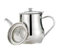 Théière, théière en acier inoxydable poli miroir de 48 oz avec couvercle et passoire théières multi-usages avec poignées creuses qui restent froides pour cafés, bars et restaurants