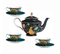Théière Théière en céramique, Ensembles de thé avec bouilloire Service à thé en porcelaine, service à thé pour adultes Tasse et soucoupe Ensemble de tasses à café Vintage