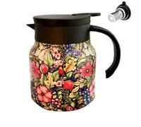 Théière Thermique - Carafe À Café Isolée De 800 Ml, Théière Sous Vide En Acier Inoxydable À Motif Floral, Infuseur À Rétention De Chaleur | Cuisine À Domicile Pour Brasser, Filtrer, Verser Le Thé, Le