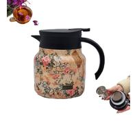Théière thermos vintage à motif floral 800 ml, théière avec infuseur, mini cafetière chaude, carafe thermique en acier inoxydable avec couvercle pour boissons chaudes (D)