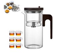 Théière transparente de 800 ml et 6 tasses, théière magique avec couvercle de tasse à filtre magnétique, Théière en verre avec contrôle de la pression de séparation, séparation du thé et de l'eau