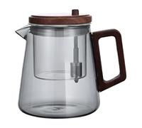 Théière transparente en verre avec passoire et poignée en bois - Théière ergonomique confortable résistante à la chaleur pour la maison, le salon, le lieu de travail, le restaurant