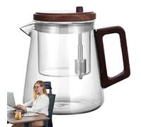 Théière transparente - Théière en verre avec réservoir intérieur, poignée en bois, bouilloire ergonomique sans danger pour la cuisinière, infuseur amovible | Pot en verre résistant à