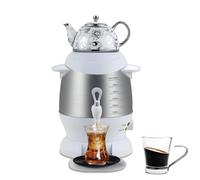 Théière Turque 1800 W, Samovar électrique 5 L avec théière en céramique 1 L, arrêt Automatique, Bouilloire en Acier Inoxydable pour thé Noir et café, Fonction Maintien au Chaud