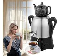 Théière turque électrique 2000 W, théière en acier inoxydable 3 L, théière en céramique 1 L, samovar électrique, avec fonction de maintien au chaud, pour café, thé parfumé, thé turc
