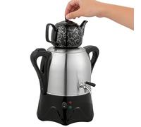 Théière turque électrique, bouilloire double avec théière en acier inoxydable de 3L et théière en céramique de 1L, samovar électrique avec fonction maintien au chaud, pour café, thés(Black)