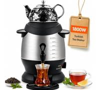 Théière turque électrique Samovar, bouilloire en acier inoxydable de 5L et théière de 1L, fonction maintien au chaud black