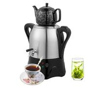 Théière Turque Électrique, Samovar Électrique 2000W avec Fonction de Maintien au Chaud et Arrêt Automatique, 3L en Acier Inoxydable et Théière 1L en Céramique pour Café et Thé Aromatisé Black